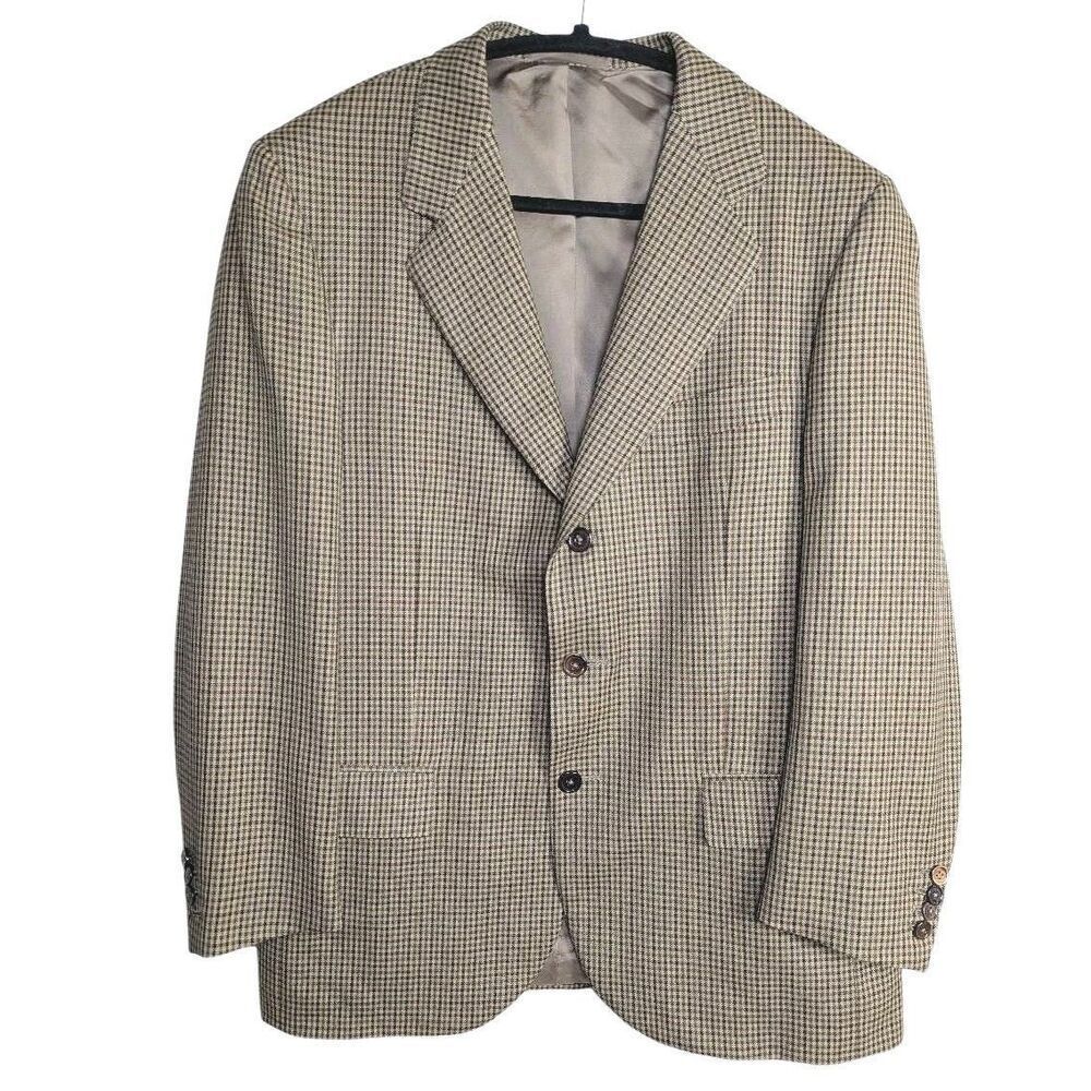 Vintage Donato Di Vevoli Cashmere Silk Houndstooth Blazer Jacket Custom Italy 40